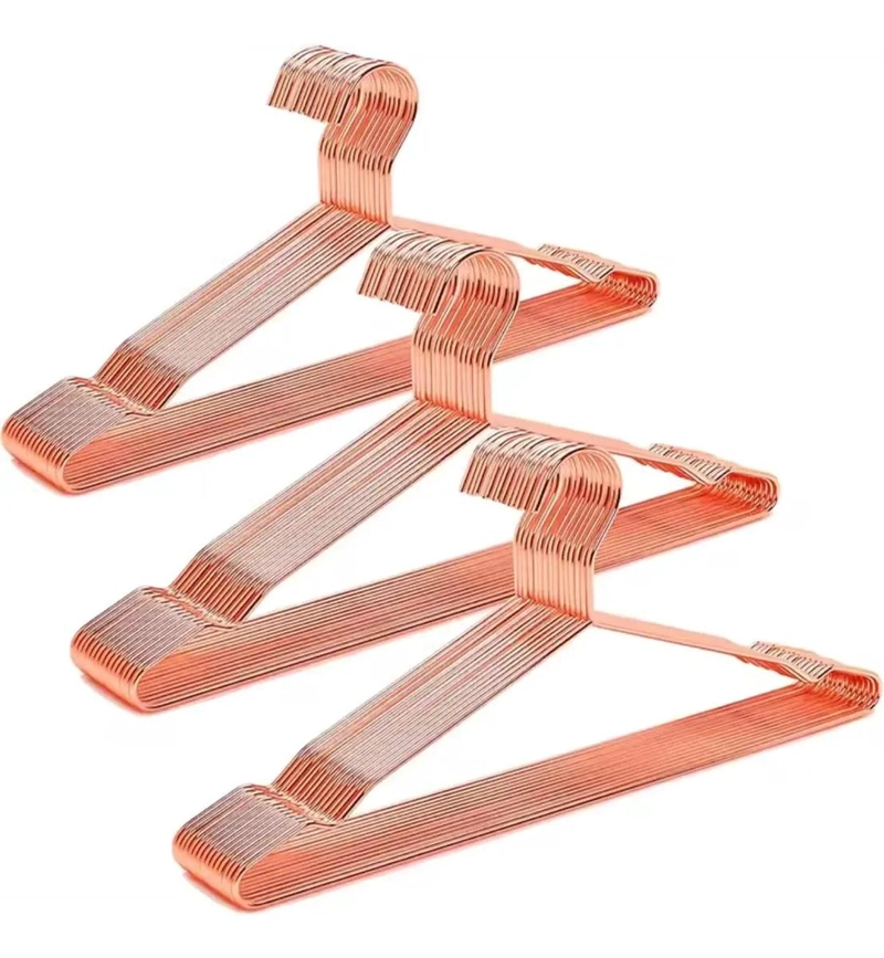 PACK DE 10 GANCHOS DE ROPA COLGADORES METAL ROSA GOLD - 1