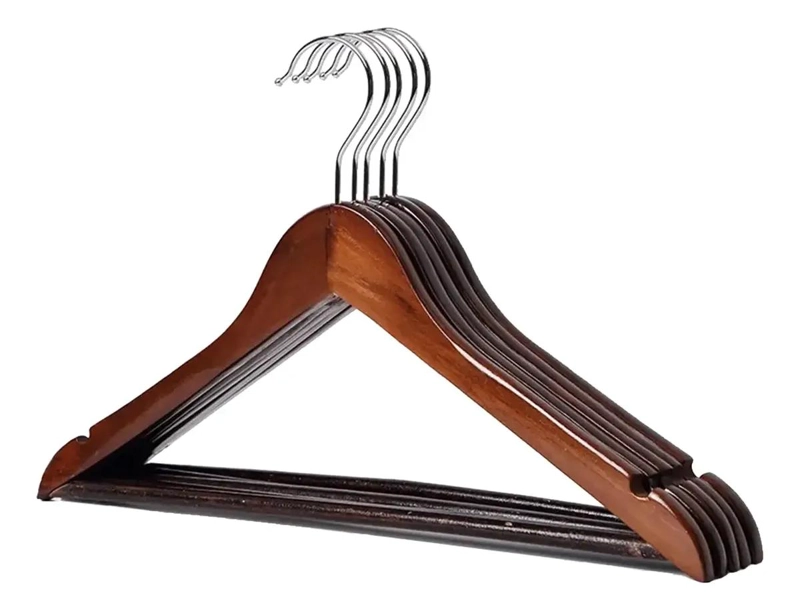 PERCHAS DE MADERA OSCURA LUSTRADA PACK DE 20 UNIDADES - 1