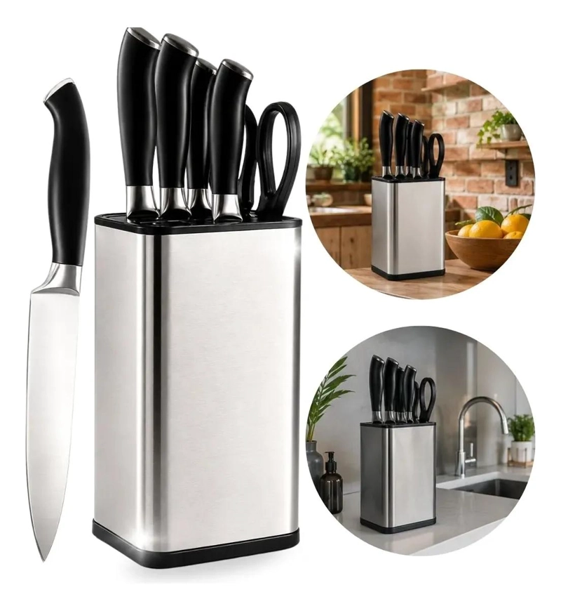 ORGANIZADOR DE CUCHILLOS DE ACERO INOXIDABLE PARA COCINA - 1