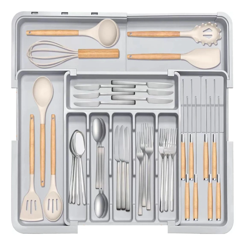 ORGANIZADOR DE CUBIERTOS AJUSTABLE CON 10 COMPARTIMENTOS - 1