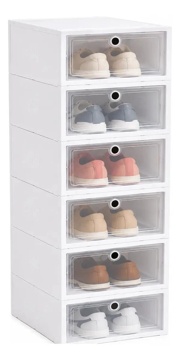 PACK DE 6 ORGANIZADORES APILABLES PARA CALZADO EN COLOR BLANCO - 2