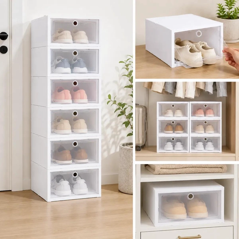 PACK DE 6 ORGANIZADORES APILABLES PARA CALZADO EN COLOR BLANCO - 4