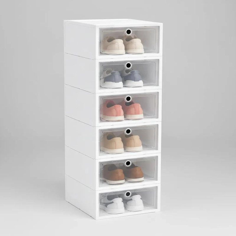 PACK DE 6 ORGANIZADORES APILABLES PARA CALZADO EN COLOR BLANCO - 6