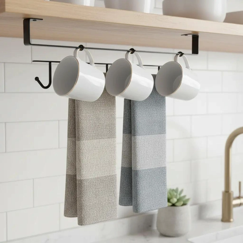 SOPORTE COLGADOR DE COCINA CON 6 GANCHOS PARA TAZAS - 1