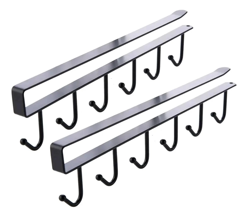SOPORTE COLGADOR DE COCINA CON 6 GANCHOS PARA TAZAS - 2