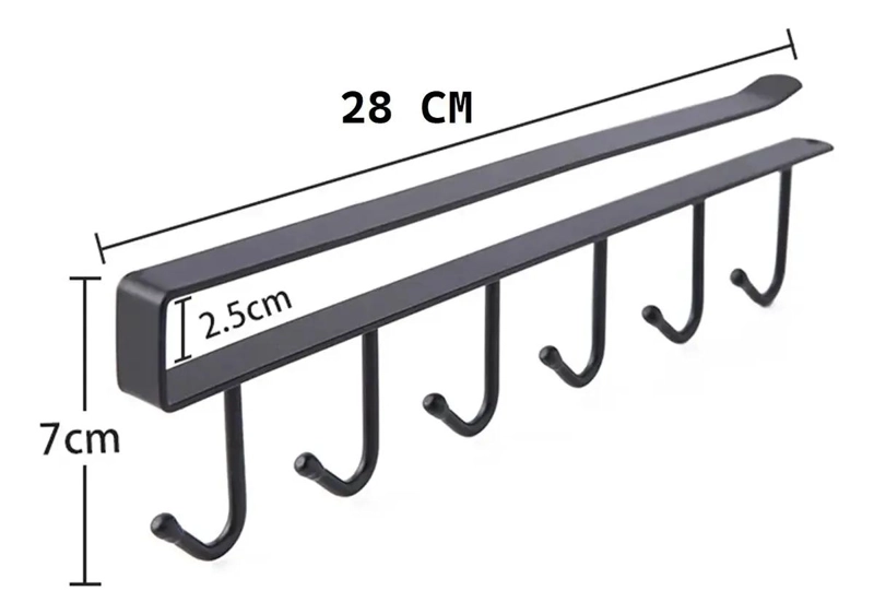 SOPORTE COLGADOR DE COCINA CON 6 GANCHOS PARA TAZAS - 3