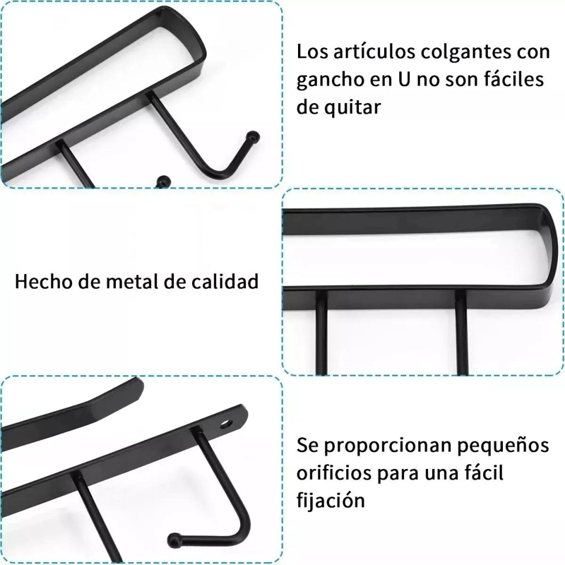 SOPORTE COLGADOR DE COCINA CON 6 GANCHOS PARA TAZAS - 5