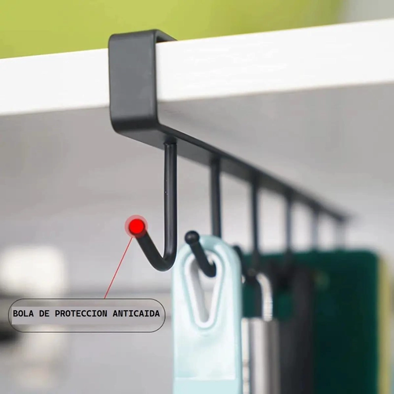 SOPORTE COLGADOR DE COCINA CON 6 GANCHOS PARA TAZAS - 7