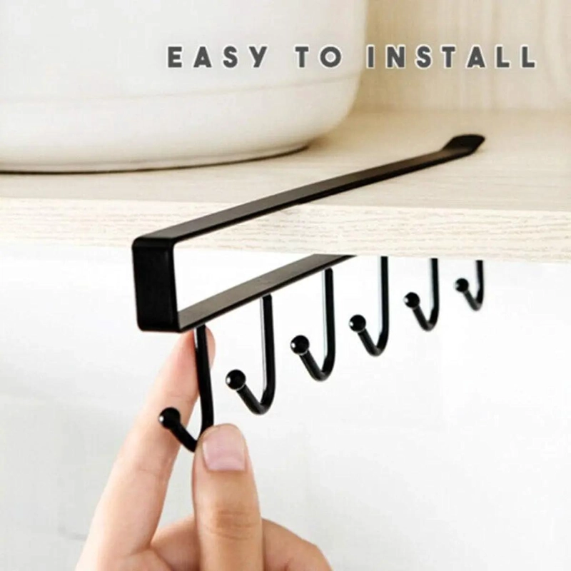 SOPORTE COLGADOR DE COCINA CON 6 GANCHOS PARA TAZAS - 8