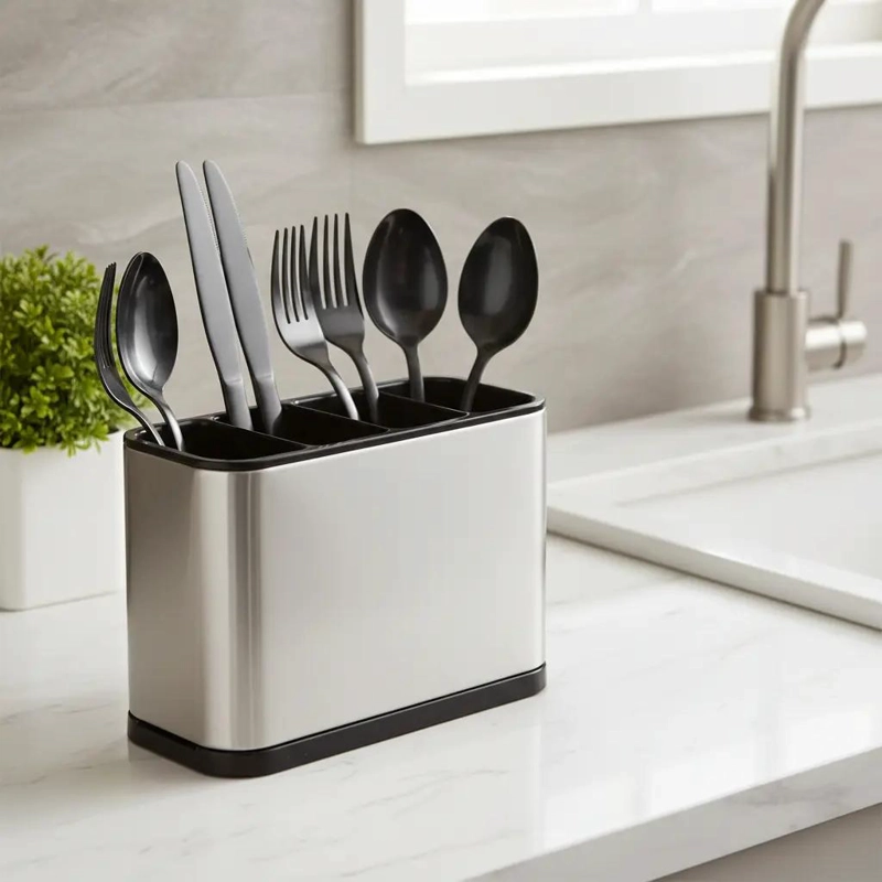 ESCURRIDOR DE CUBIERTOS CON 4 COMPARTIMENTOS PARA COCINA - 2