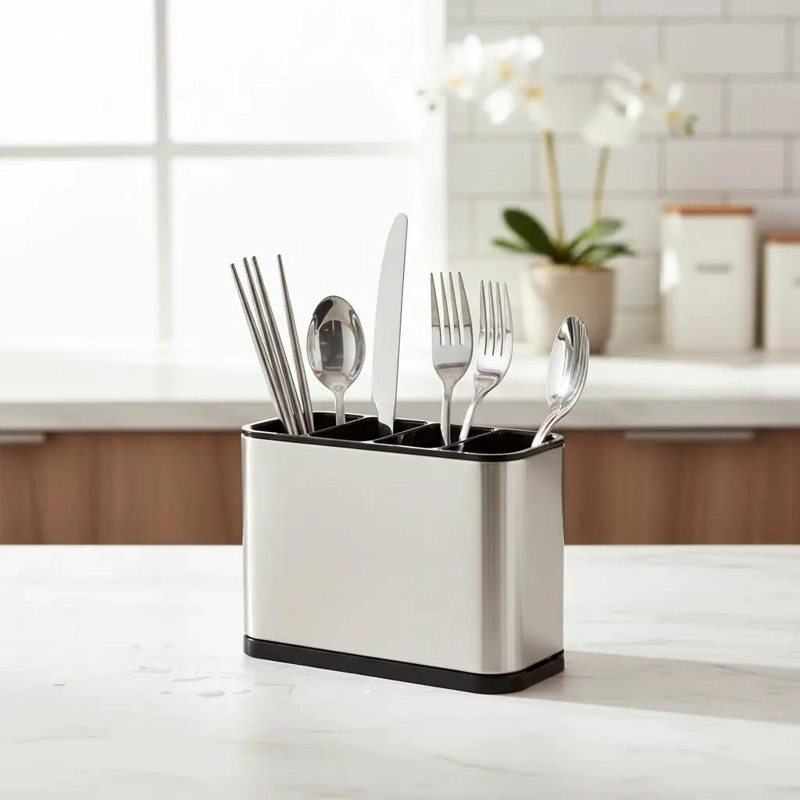 ESCURRIDOR DE CUBIERTOS CON 4 COMPARTIMENTOS PARA COCINA - 4