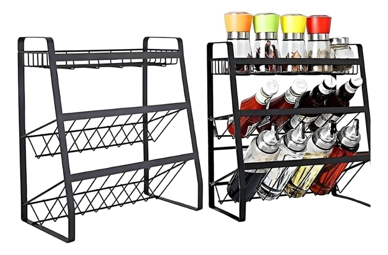 ESTANTE ORGANIZADOR METALICO DE 3 NIVELES PARA COCINA - 1