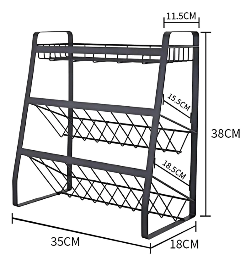 ESTANTE ORGANIZADOR METALICO DE 3 NIVELES PARA COCINA - 3