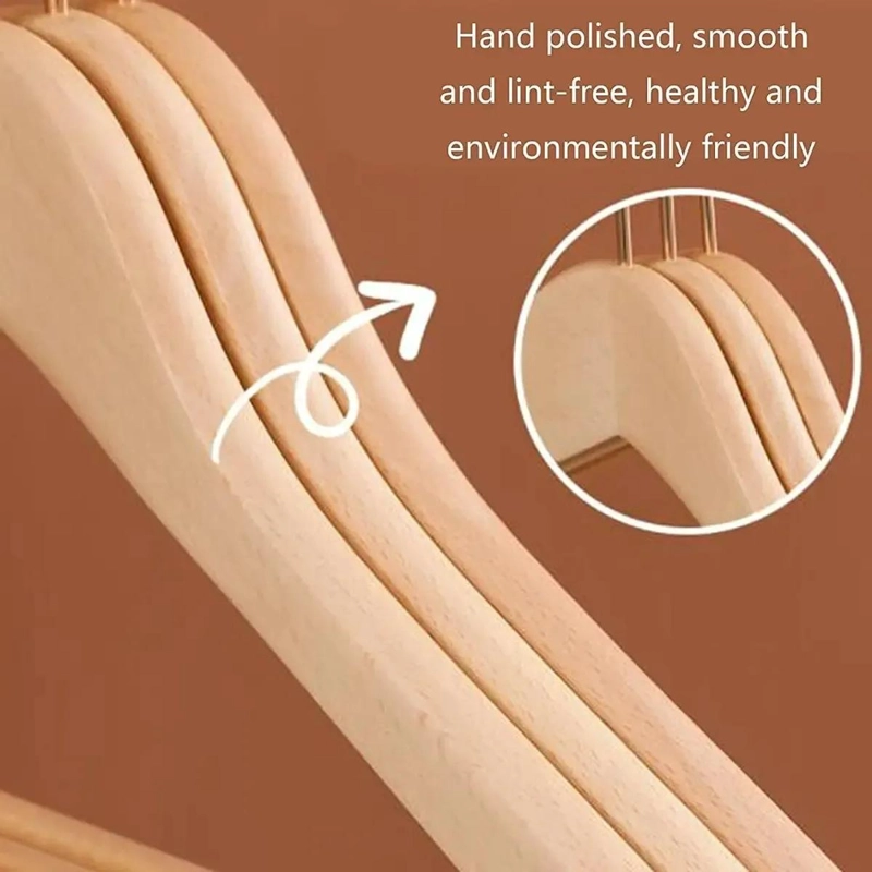 SET DE 10 COLGADORES DE ROPA DE MADERA CON ANTIDESLIZANTE - 5