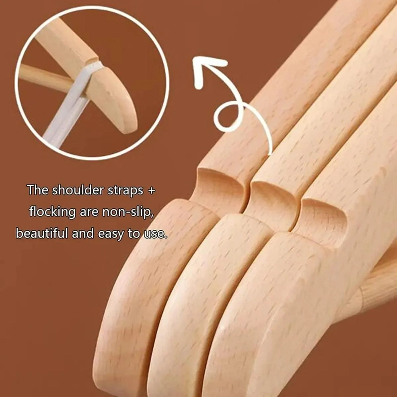 SET DE 10 COLGADORES DE ROPA DE MADERA CON ANTIDESLIZANTE - 8