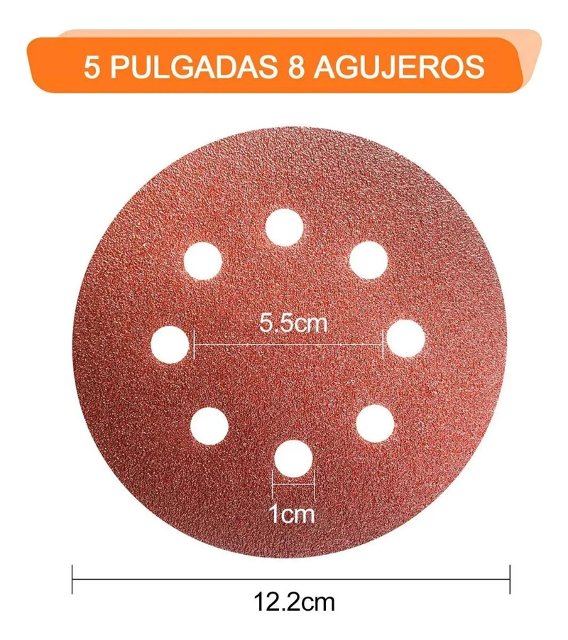 PACK DE 200 DISCOS DE LIJA 5 PULGADAS 8 AGUJEROS - 2