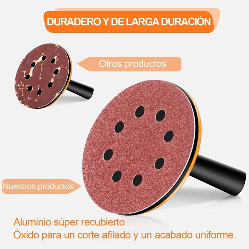 PACK DE 200 DISCOS DE LIJA 5 PULGADAS 8 AGUJEROS - 6