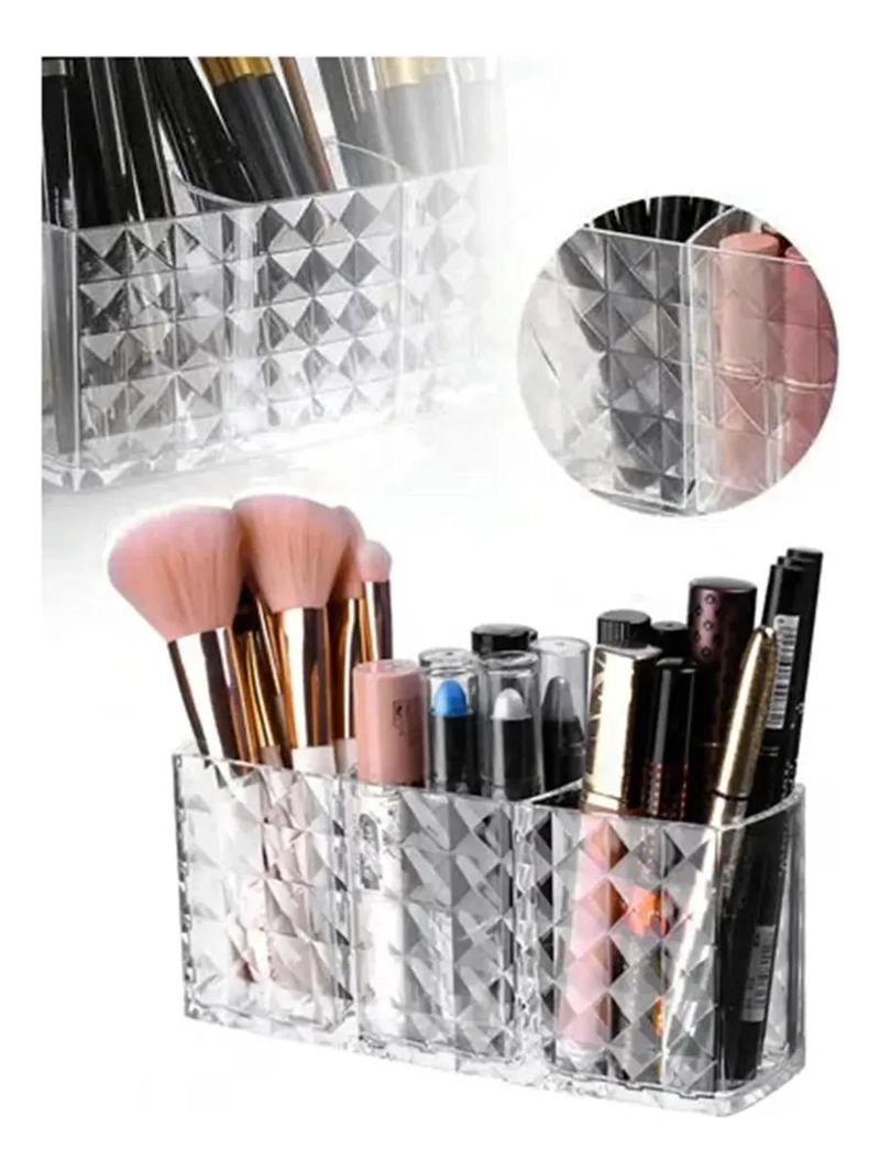 ORGANIZADOR ACRILICO CON 3 COMPARTIMENTOS PARA COSME TICOS - 1