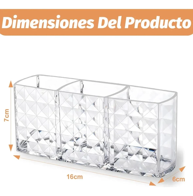 ORGANIZADOR ACRILICO CON 3 COMPARTIMENTOS PARA COSME TICOS - 3