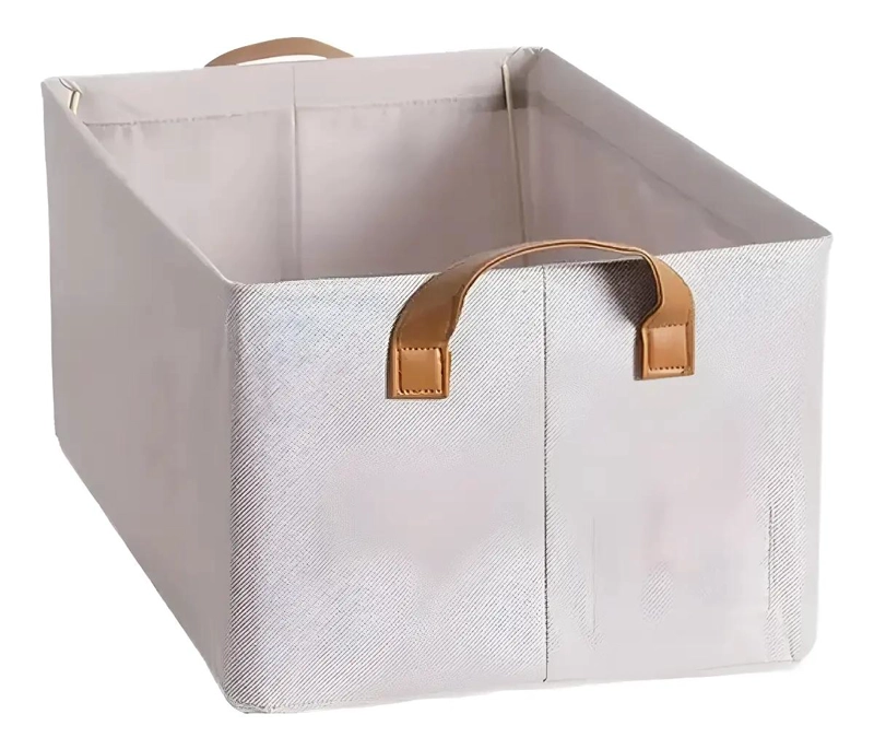 CAJA ORGANIZADORA PLEGABLE BEIGE PARA ALMACENAMIENTO DE ROPA - 1