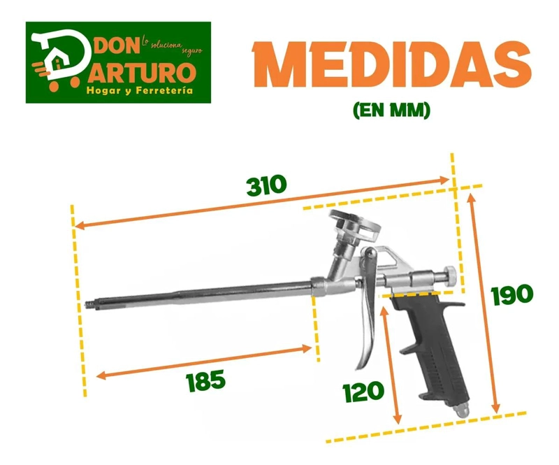 PISTOLA DE ESPUMA POLIURETANO APLICADOR ERGONOMICO - 5