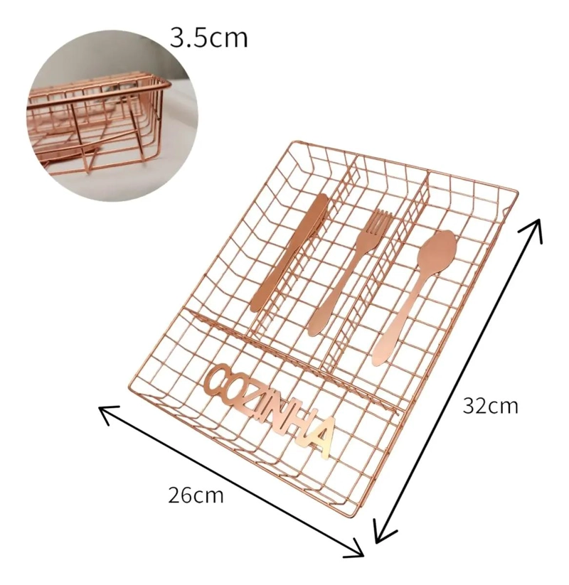 ORGANIZADOR RECTANGULAR DE ALUMINIO PARA CUBIERTOS - 1