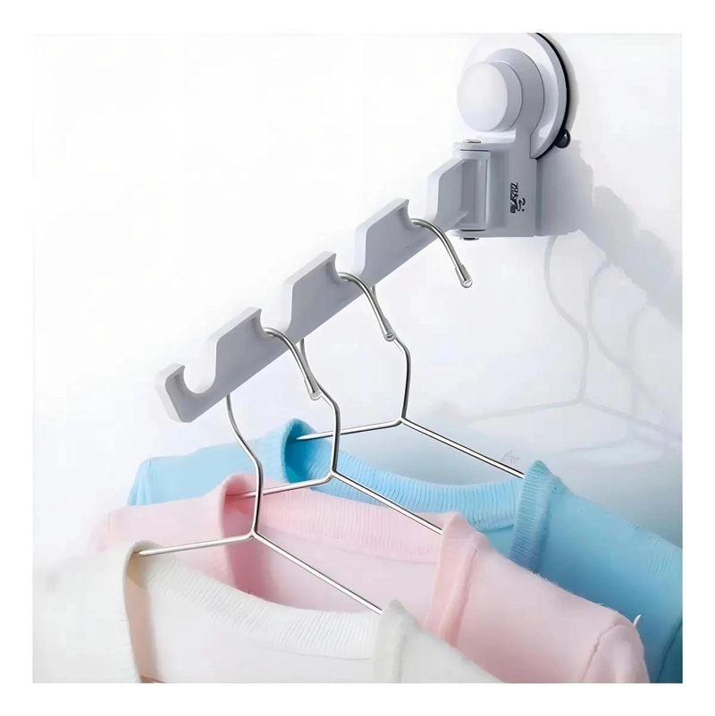 COLGADOR PLEGABLE CON VENTOSA PARA ROPA BLANCO RESISTENTE 2KG - 1