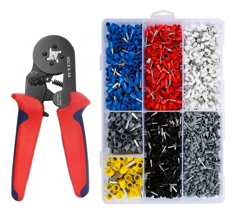 ALICATE CRIMPADOR CON 2000 FERRULES PVC ROJO - 1