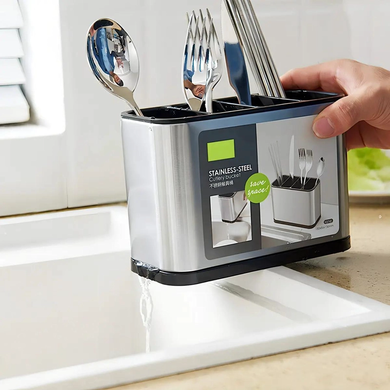 SOPORTE DE ACERO INOXIDABLE PARA CUBIERTOS DE COCINA - 2