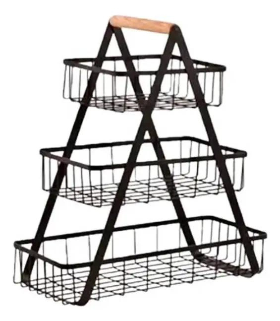 CESTA MULTIUSO METALICA DE TRES NIVELES PARA ALMACENAMIENTO - 2