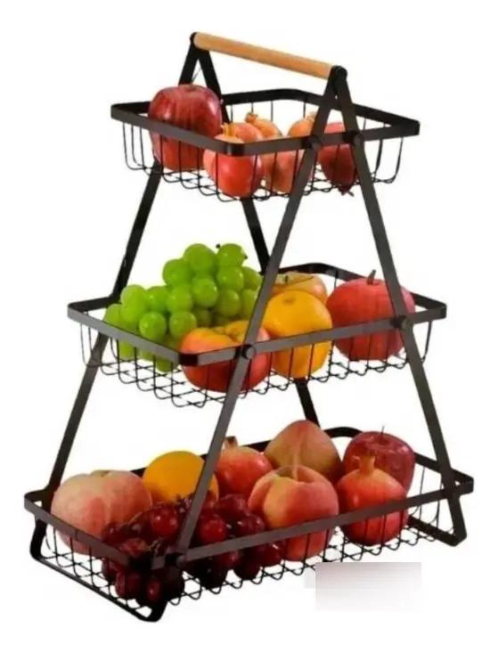 CESTA MULTIUSO METALICA DE TRES NIVELES PARA ALMACENAMIENTO - 3