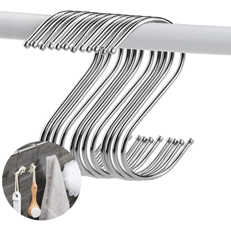 PAQUETE DE 10 GANCHOS EN FORMA DE S DE ACERO INOXIDABLE DE 9 CM - 1