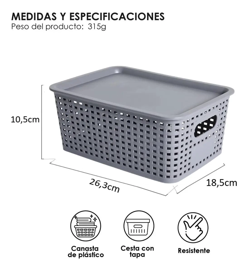 SET DE 3 CAJAS ORGANIZADORAS DE PLASTICO PARA ALMACENAMIENTO - 7