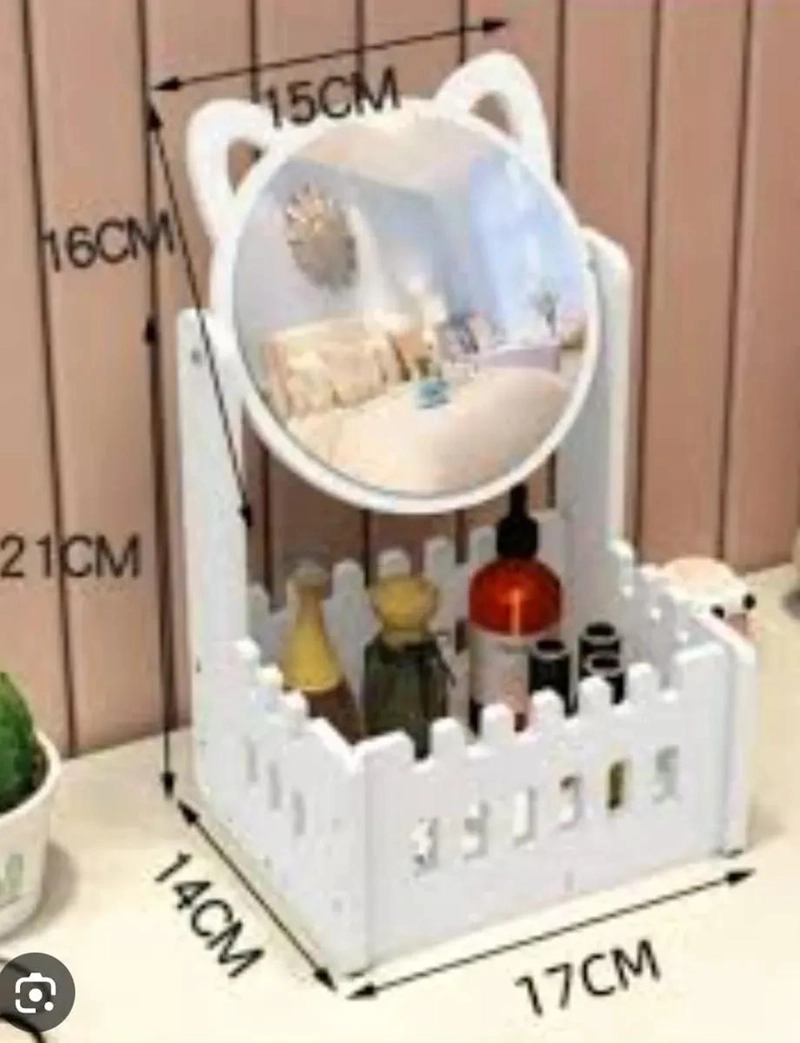 ORGANIZADOR DE MAQUILLAJE CON ESPEJO Y DISEÑO OREJAS - 2