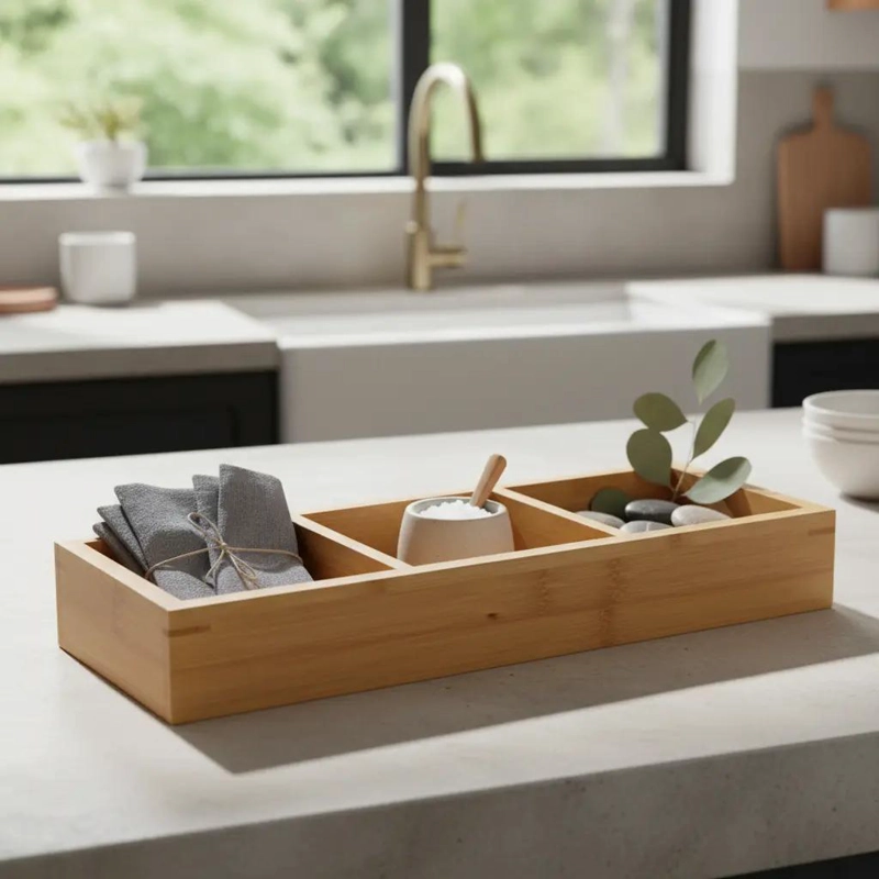 CAJA ORGANIZADORA DE MADERA CON 3 COMPARTIMIENTOS - 2