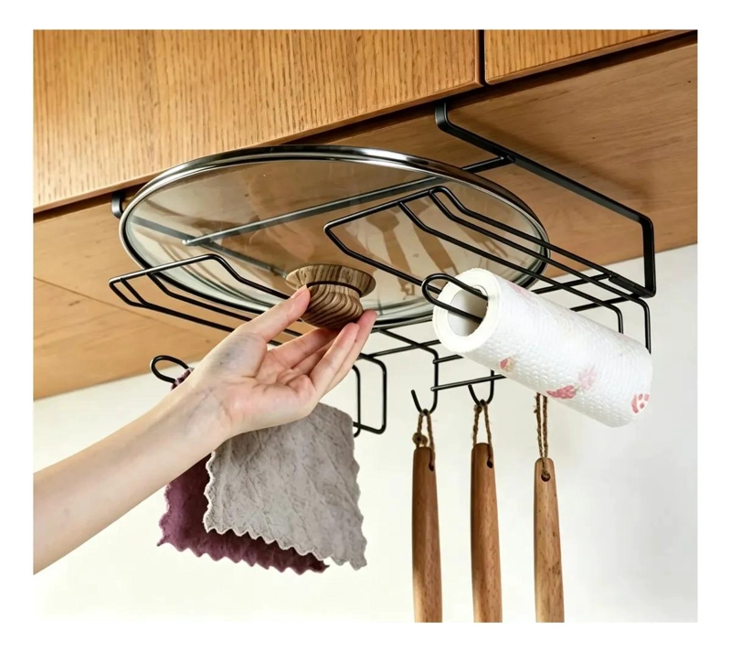 ORGANIZADOR METALICO COLGANTE PARA COCINA CON GANCHOS - 1