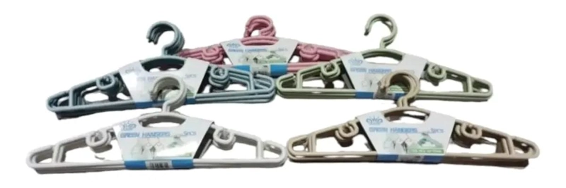 PACK DE 5 COLGADORES DE ROPA PLASTICO CON PINZAS 39CM - 1