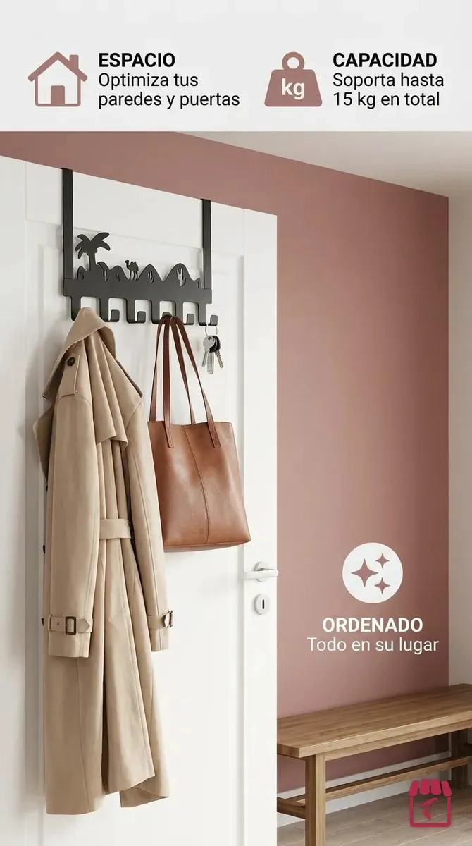 COLGADOR METALICO MULTIUSO PARA PUERTA IDEAL PARA ROPA Y ACCESORIOS - 6