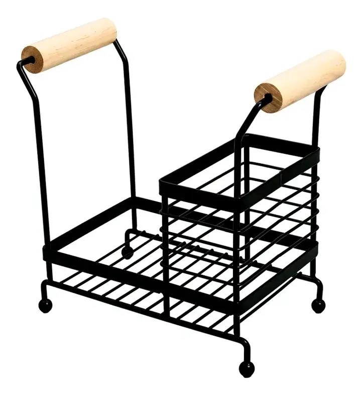 ORGANIZADOR DE COCINA PORTA ESPONJA Y JABON CON BASE DE MADERA - 1