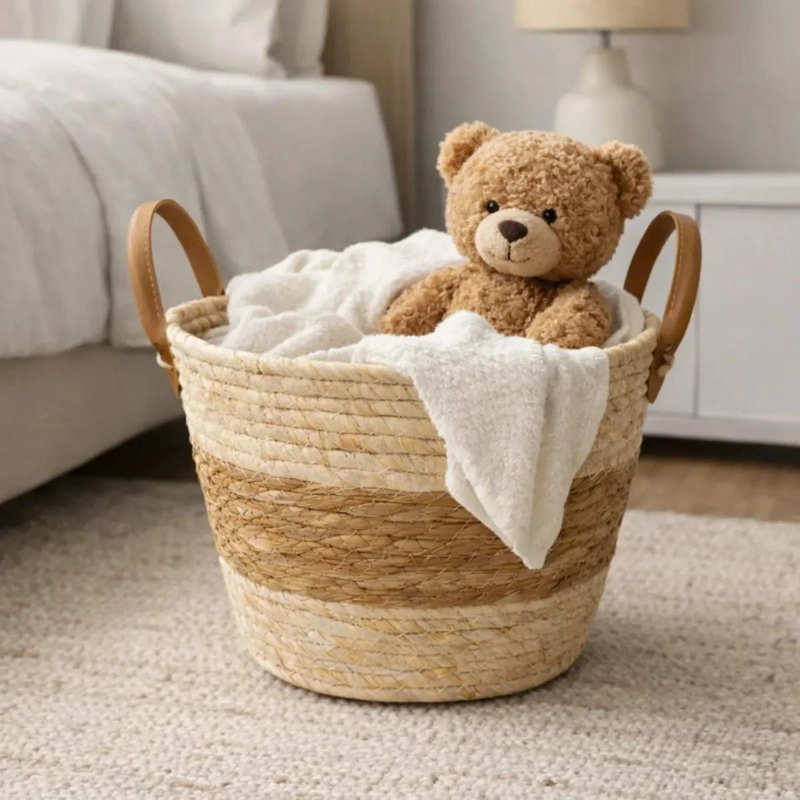 CESTA DE YUTE BEIGE PARA ALMACENAMIENTO Y ORGANIZACION - 4