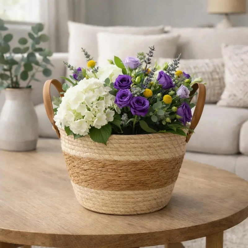 CESTA DE YUTE BEIGE PARA ALMACENAMIENTO Y ORGANIZACION - 5