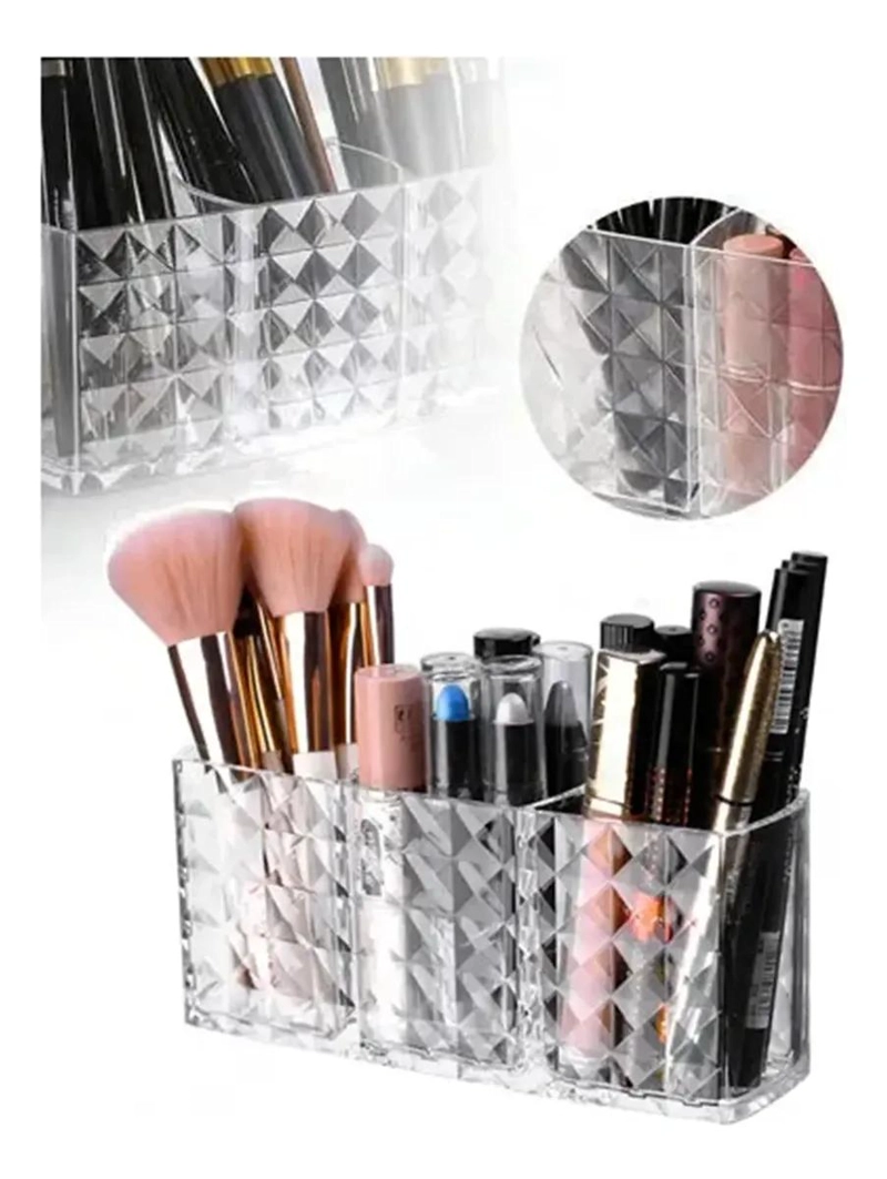 ORGANIZADOR ACRILICO CON 3 COMPARTIMENTOS PARA COSME TICOS - 1
