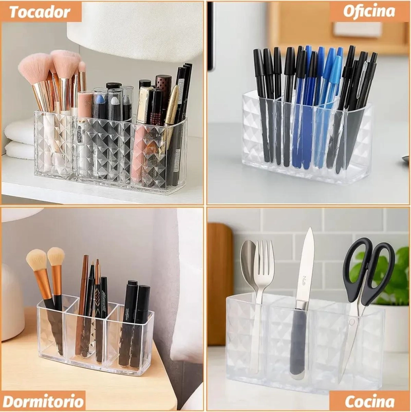 ORGANIZADOR ACRILICO CON 3 COMPARTIMENTOS PARA COSME TICOS - 5