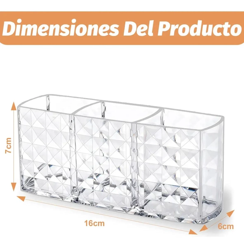 ORGANIZADOR ACRILICO CON 3 COMPARTIMENTOS PARA COSME TICOS - 6