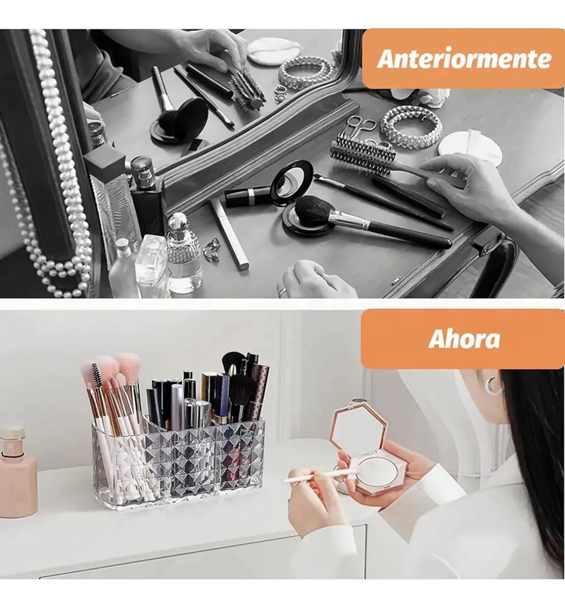 ORGANIZADOR ACRILICO CON 3 COMPARTIMENTOS PARA COSME TICOS - 7