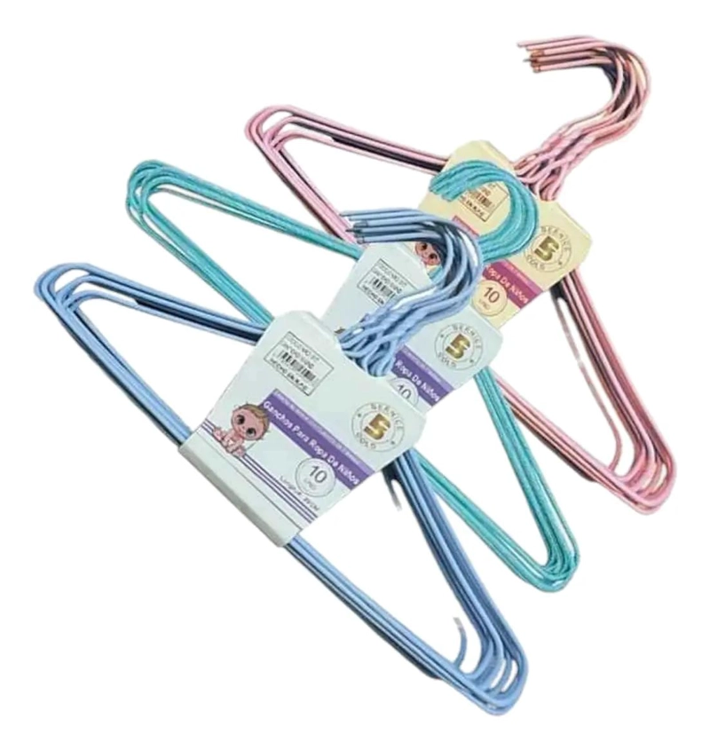 PACK DE 10 PERCHAS DE ALAMBRE PARA ROPA INFANTIL - 1
