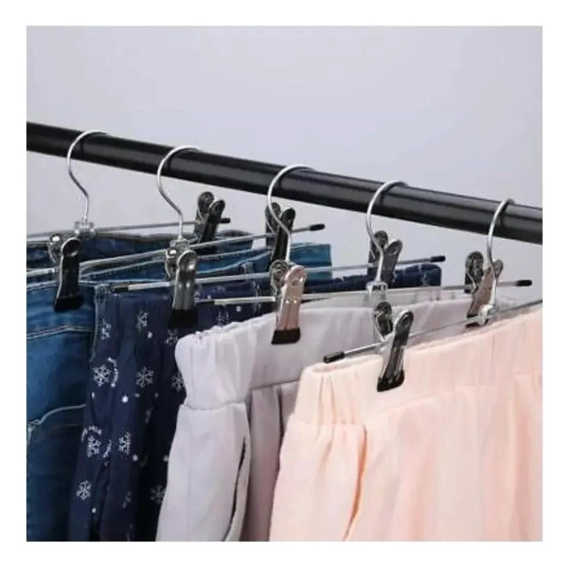 PACK DE 10 COLGADORES DE METAL PARA PANTALONES CON PINZA ANTIDESLIZANTE - 3