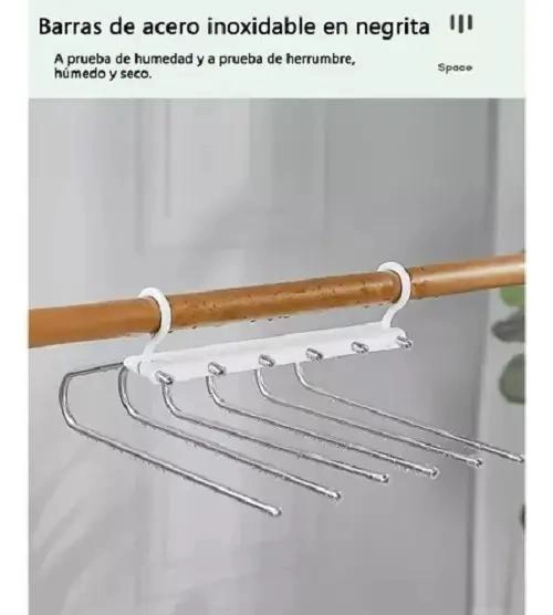 PERCHA PLEGABLE 6 EN 1 PARA PANTALONES Y CORBATAS - 5