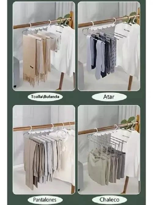 PERCHA PLEGABLE 6 EN 1 PARA PANTALONES Y CORBATAS - 6