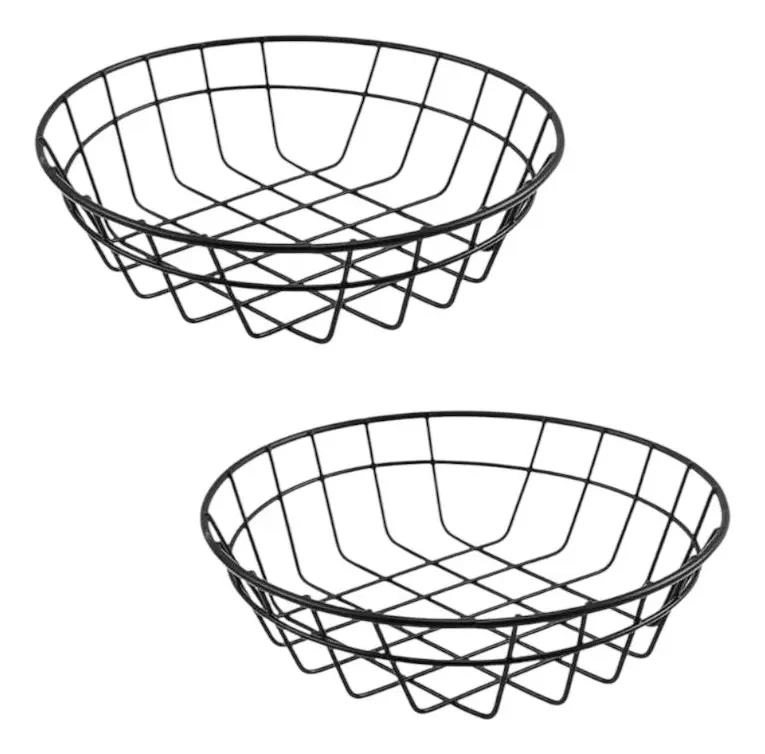 SET DE 2 CANASTOS DE ACERO PARA FRUTAS Y ALIMENTOS - 1